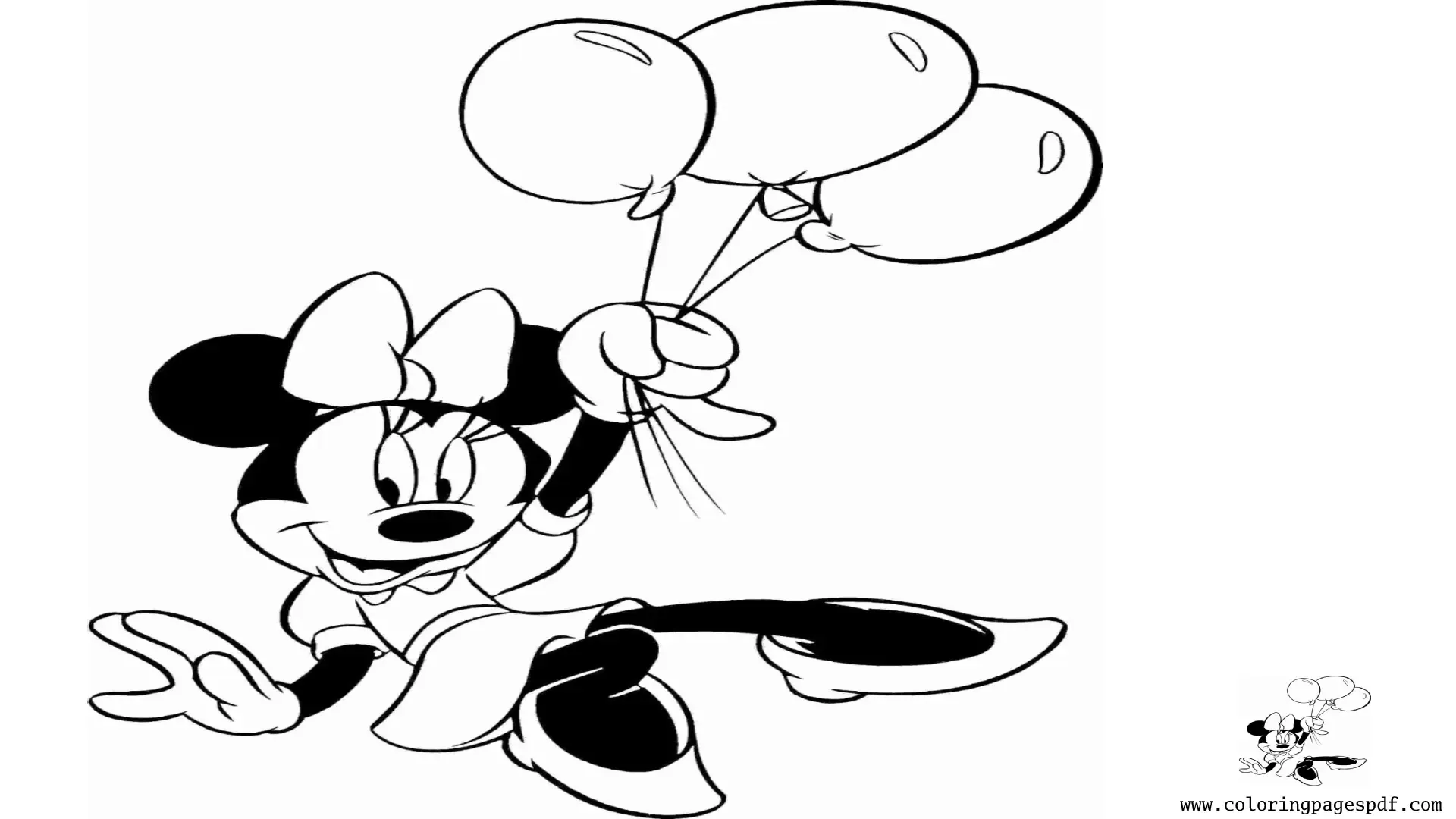 Coloring Pages Of Minnie Mouse Holding Balloons