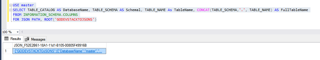 Format Query Results as JSON with FOR JSON (SQL Server)