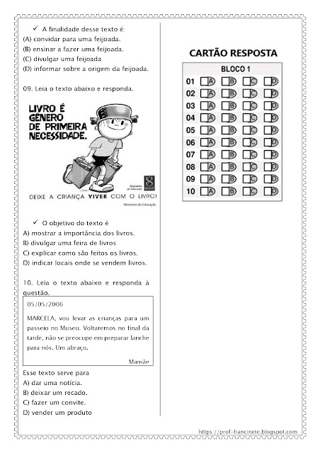 Simulado de Português 4º e 5º ano – Descritor 9