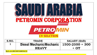 ITI and Diploma Jobs in Saudi Arabia For Diesel Mechanic (Heavy Vehicles) Post - Free Recruitment