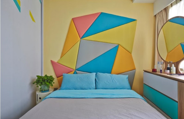 bedroom geometric wall paint