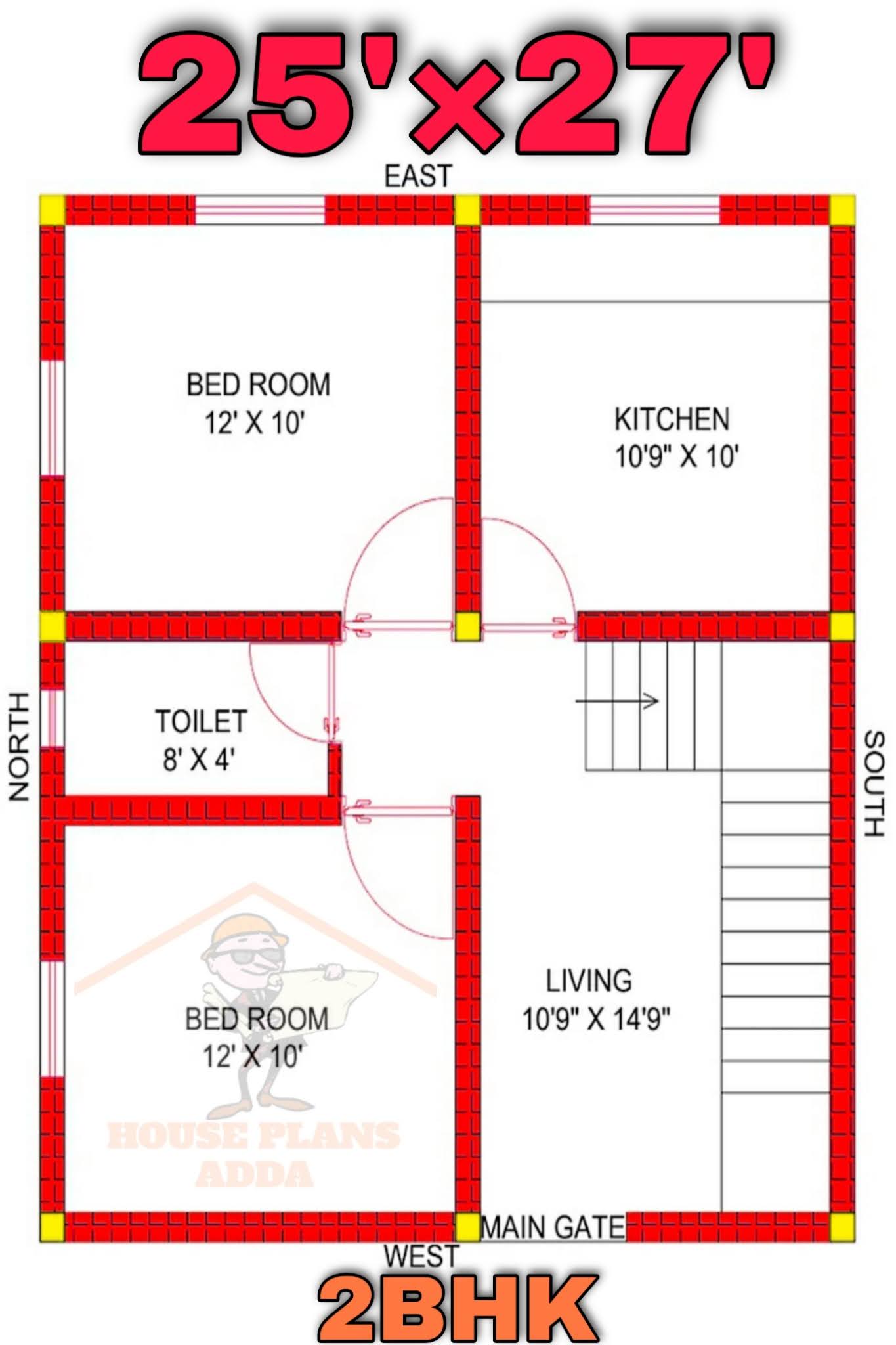 25×27 house plan west facing modern house