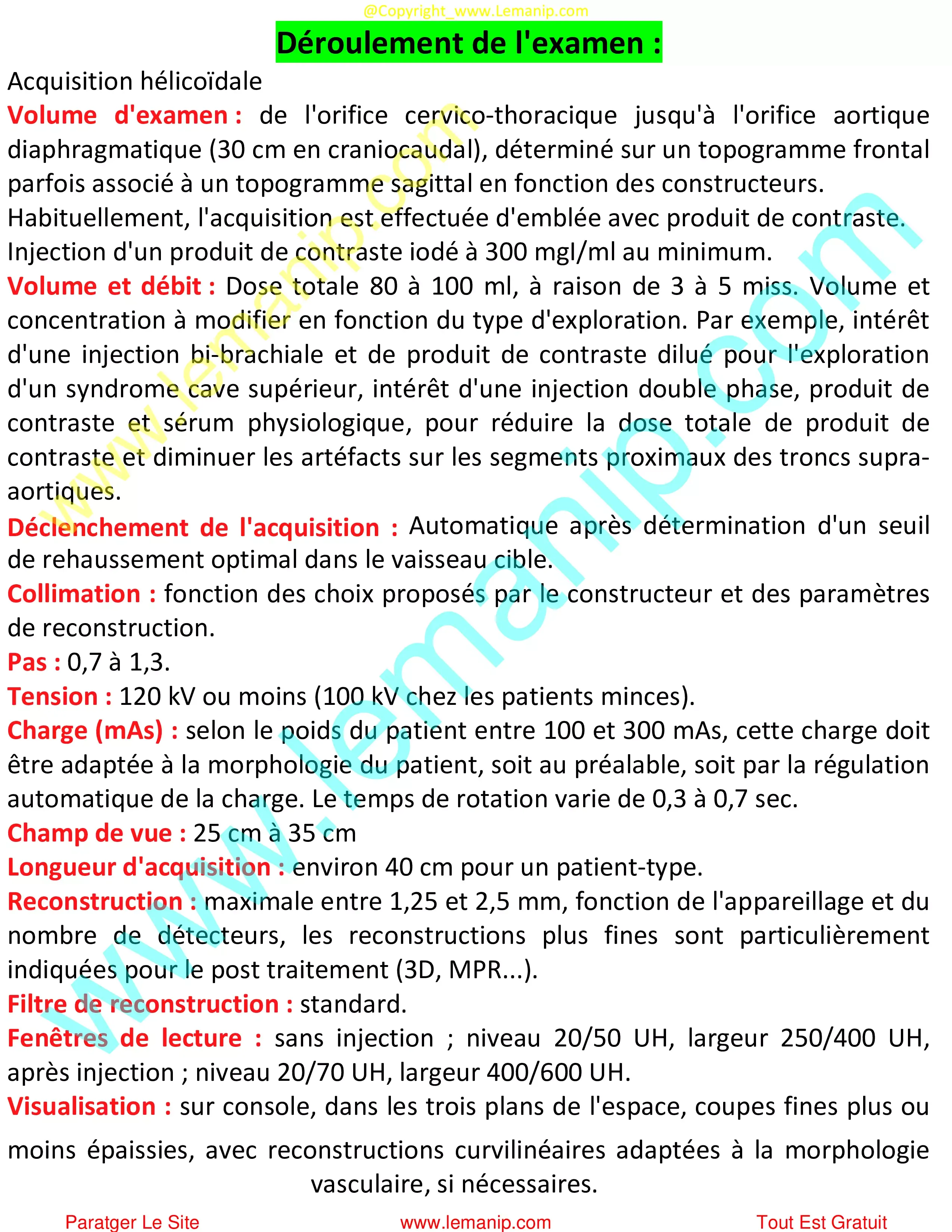 Déroulement de l'examen