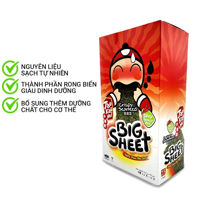 Mall Shop [ taokaenoi_official ] [Thùng] Snack rong biển BIG SHEET Tao Kae Noi Thái Lan nhiều vị (10 hộp)