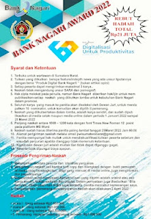 Bank Nagari Award  untuk karya jurnalistik 2022