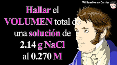 Calcular el volumen en mililitros de una solución total preparada con 2.14 g de cloruro de sodio que se encuentra al 0.270 molar