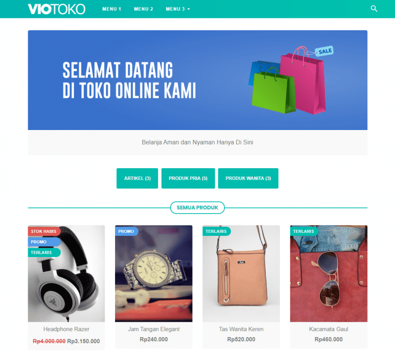 VioToko template online shop blogspot whatsapp