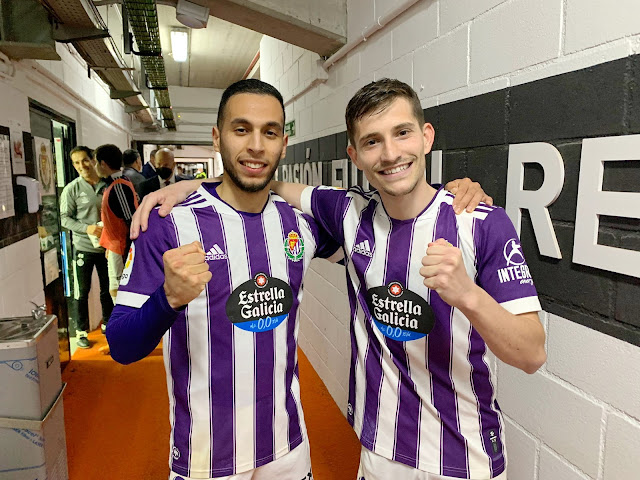 Anuar y Toni Villa, dos canteranos que marcaron para el Valladolid en el estadio Cartagonova. F. C. CARTAGENA 2 REAL VALLADOLID C. F. 3 Viernes 18/02/2022, 21:00 horas. Campeonato de Liga de 2ª División, jornada 28. Cartagena, estadio Municipal Cartagonova: 6.963 espectadores