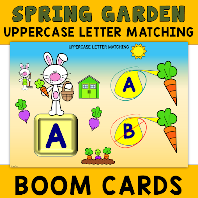 Uppercase Letter Recognition Spring Garden Bunnies