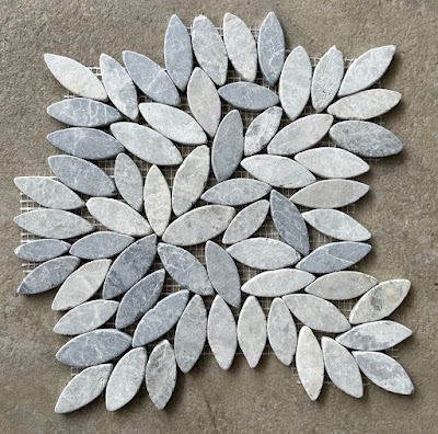 Tundra Grey Flower Flat Pebble Mosaic