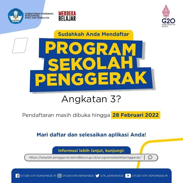 SUDAHKAH ANDA MENDAFTAR: Program Sekolah Penggerak Angkatan 3