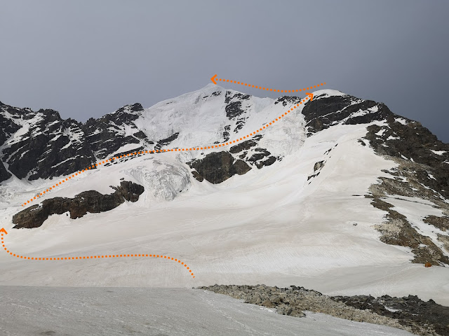 Relacja z wejścia na Tetnuldi (4858m), granią południowo zachodnią. Gruzja. Swanetia. Kaukaz.