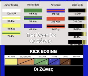 ΟΙ ΖΩΝΕΣ ΤΟΥ TAE KWON DO  ΚΑΙ ΤΟΥ KICK BOXING