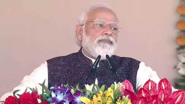 PM Narendra Modi addresses a rally in Gorakhpur on Tuesday