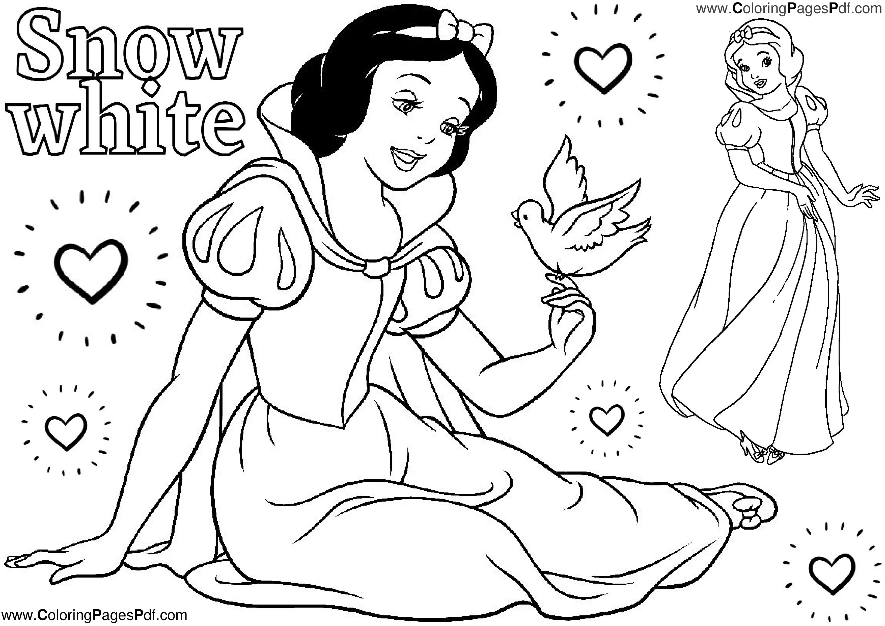 Snow white mermaid coloring pages