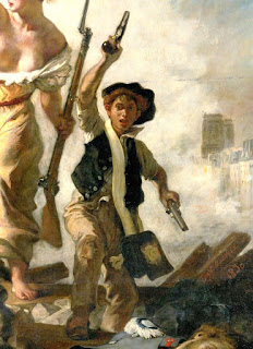 The young boy dedicated to be Gavroche in famous romantic painting Liberty Leading the People, who is also Victor Hugo novel.