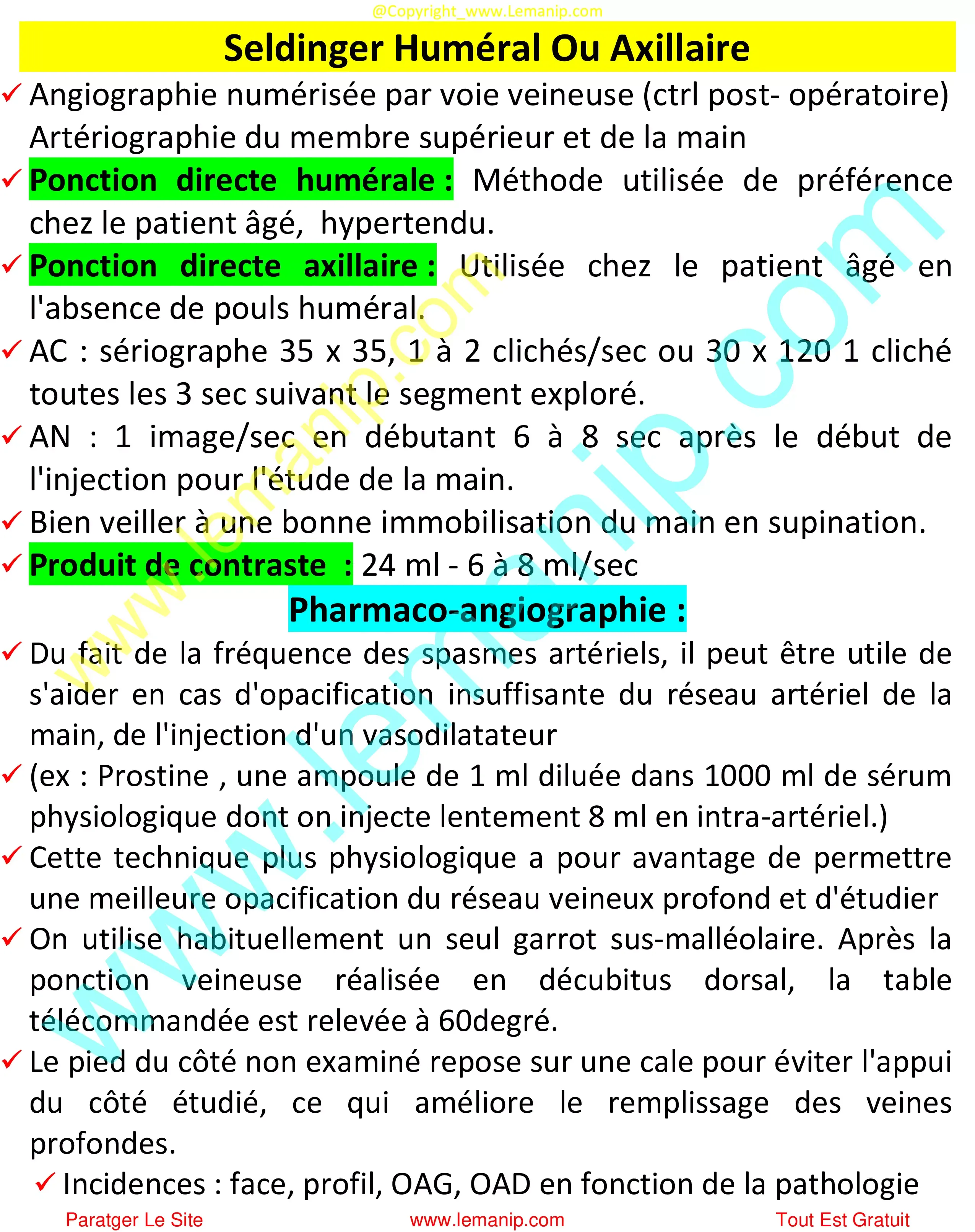 Seldinger Huméral Ou Axillaire