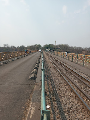 Historic Victoria falls bridge linking Zimbabwe and Zambia.