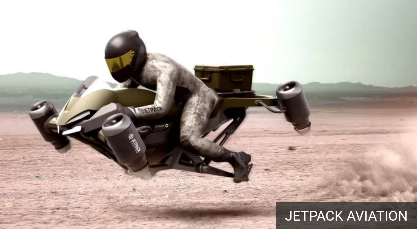 A flying motorcycle that takes to the heights of the air
