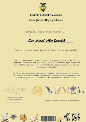 Doctorado Honorifico / Honoris Causa Instituto Cultural Colombiano Casa Poética Magia y Plumas