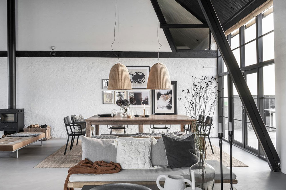 A modern-style barn at the Swedish countryside