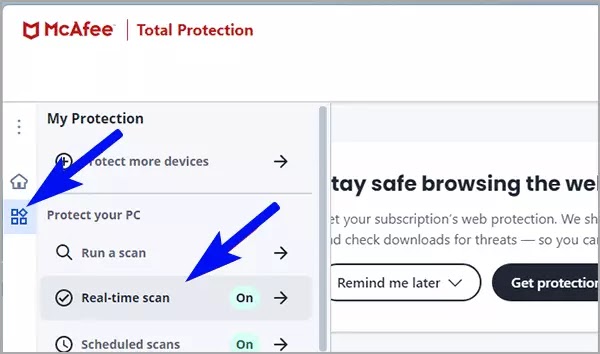 1-hapus-McAfee-my-protection-real-time-scan