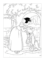 Snow White and dwarf coloring page