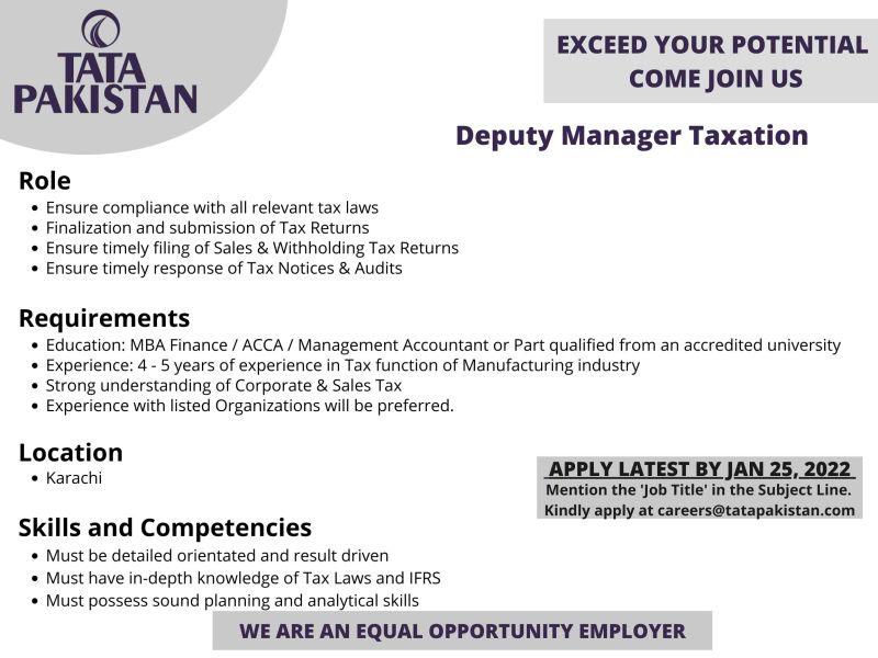 Tata Textile Mills Ltd Jobs 2022