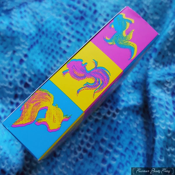 top of box of MAC Moon Masterpiece Extra Dimension Skinfinish in neon fish pattern