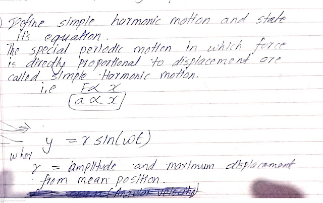 Define simple harmonic motion and state it's equation.