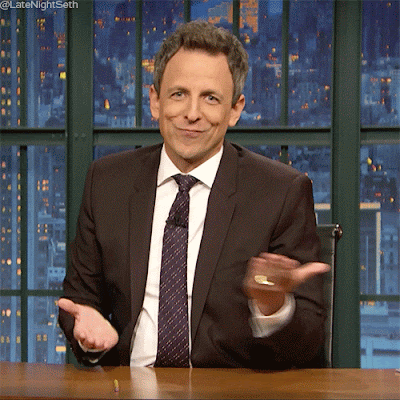 Seth Meyers weighing hands
