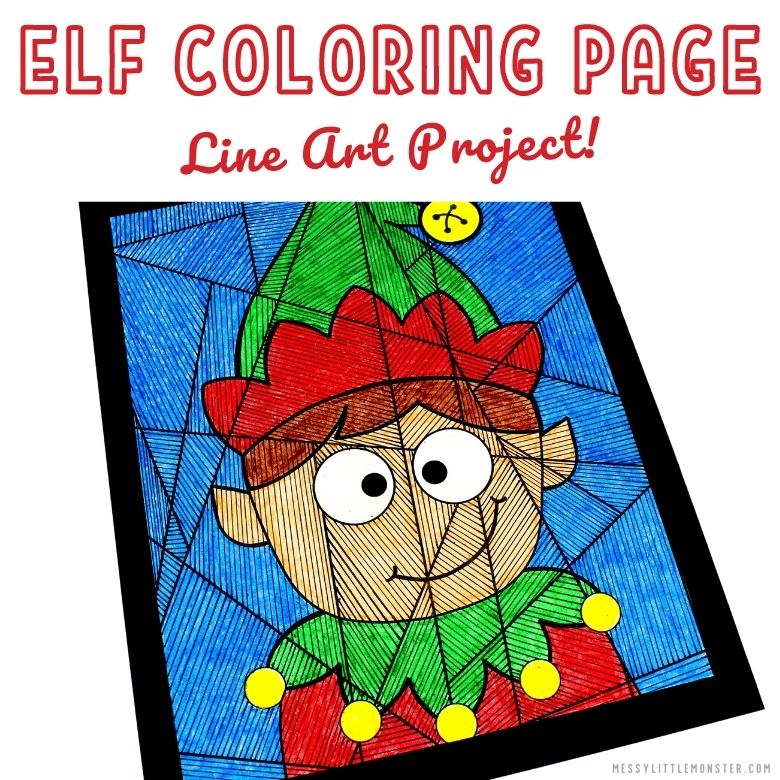 Elf colouring page line art project