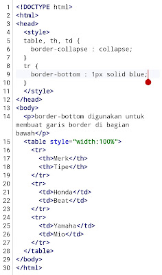 Contoh Program 4 : border-bottom