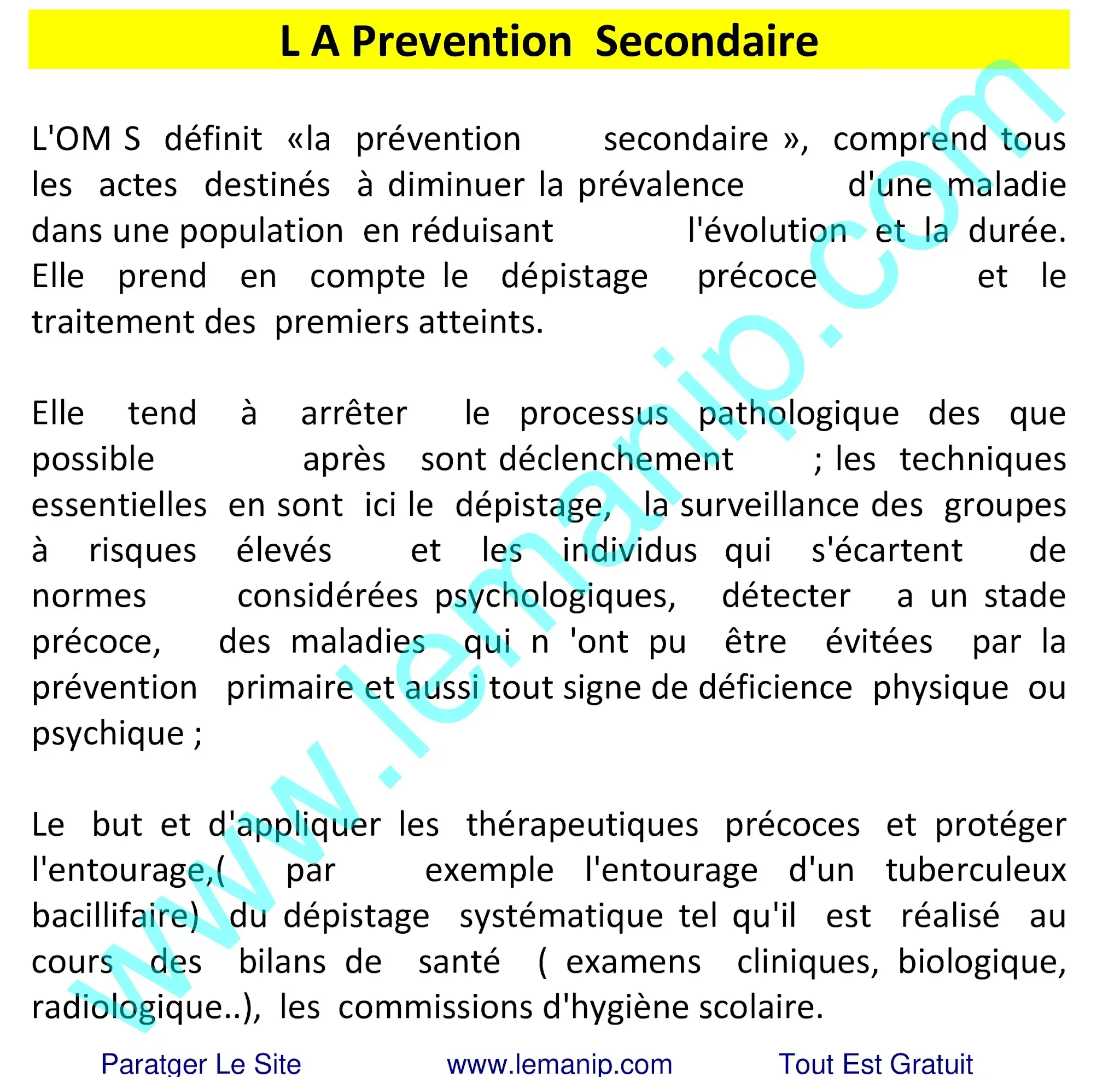 Prevention Secondaire