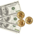 US Dollar Notes with Bitcoin Transparent Image