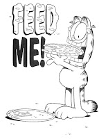 Garfield eats pizza coloring page
