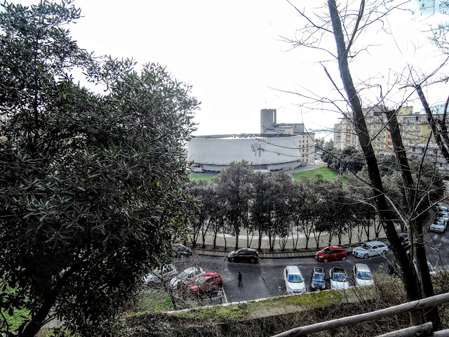 La cattedrale Cristo Re dal Parco delle Mura