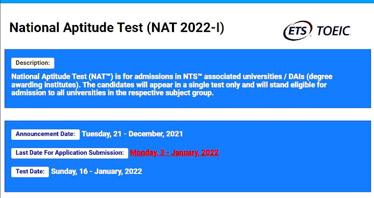 National Aptitude Test (NAT 2022-I) - Online Apply