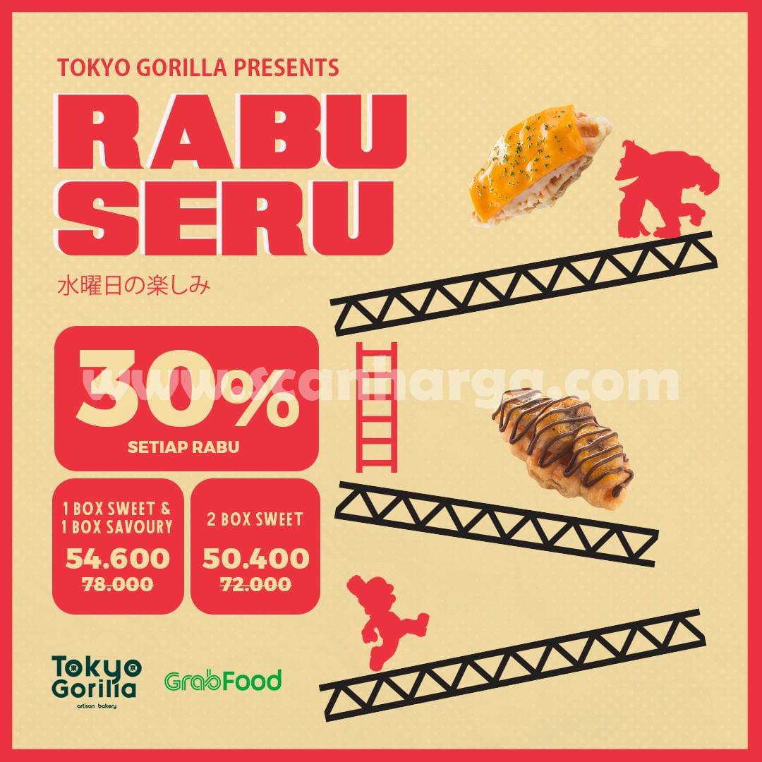 TOKYO GORILLA Promo RABU SERU – Diskon hingga 30% via GRABFOOD
