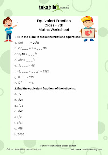 Equivalent Fraction - Class 7 Maths Worksheet