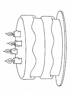 4 candles birthday cake coloring page