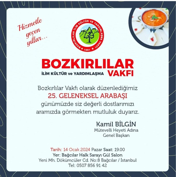 Bozkırlılar Vakfı 14 Ocak'ta Arabaşı etkinliği düzenliyor.