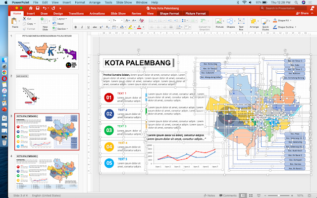 Peta Administrasi Kota Palembang HD Vector Powerpoint