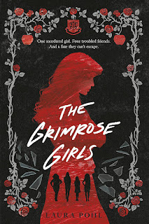 A girl's silhouette in red, standing in profile with her arms crossed. Inside the silhouette are standing black silhouettes of four other girls.