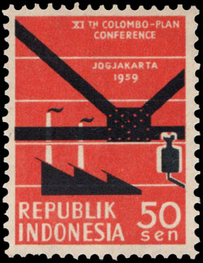 Indonesian Postage Stamp I-43 The 11th Colombo Plan Conference, Yogyakarta 50 sen 1959