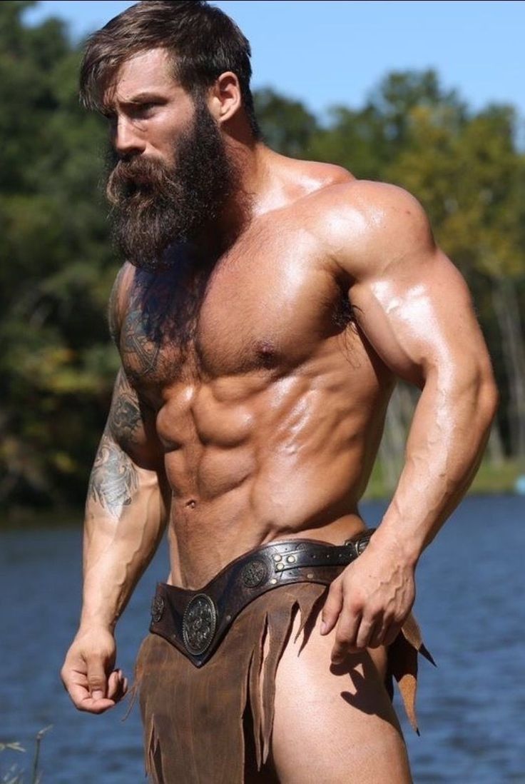 strong-masculine-bearded-warrior-sexy-shirtless-muscular-alpha-daddy