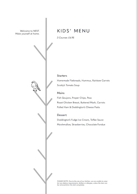 Sunday Lunch Kids Menu at The Nest, Chillingham Road