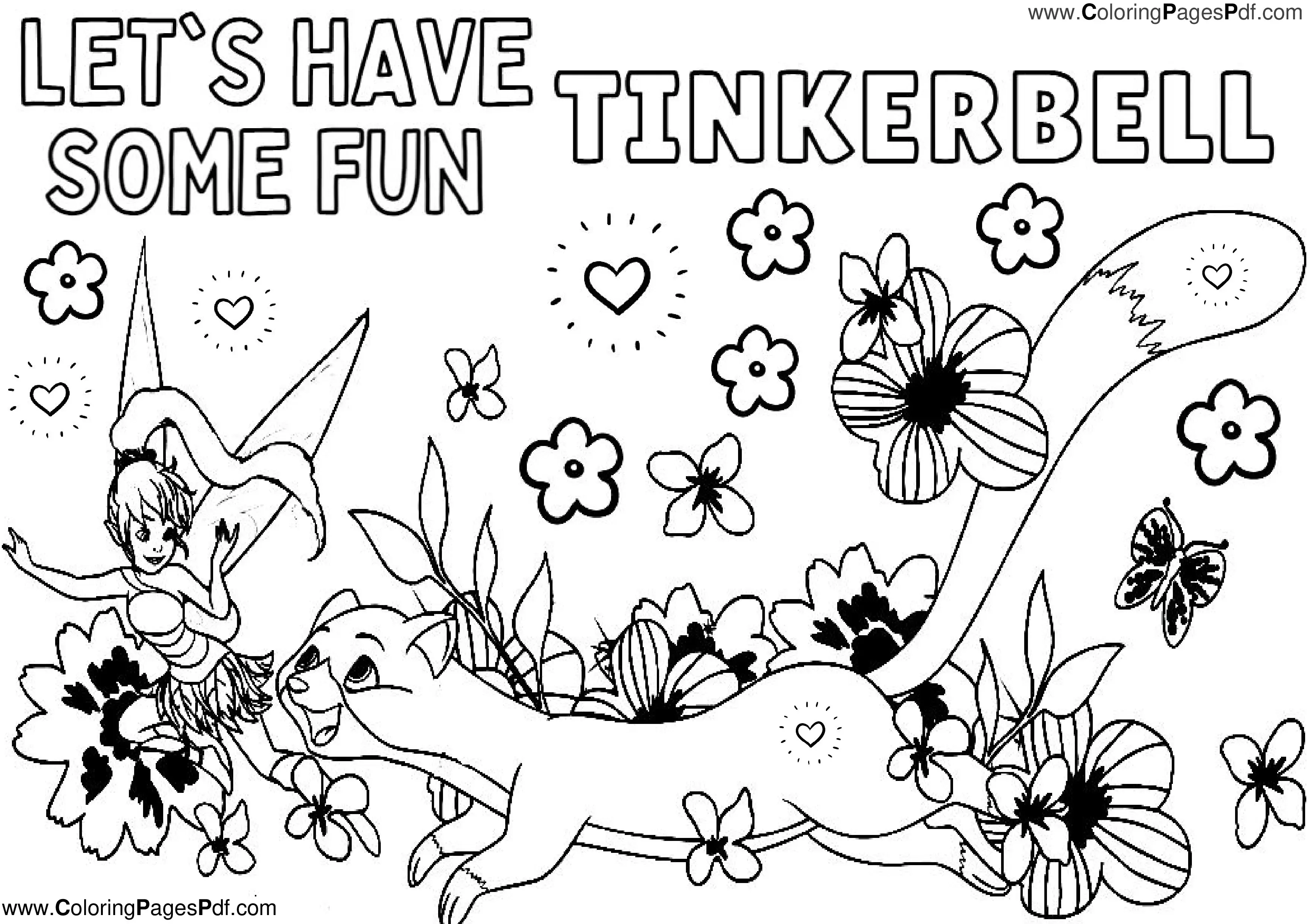 Free tinkerbell coloring pages