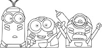The minions coloring page Stuart, Kevin and Bob
