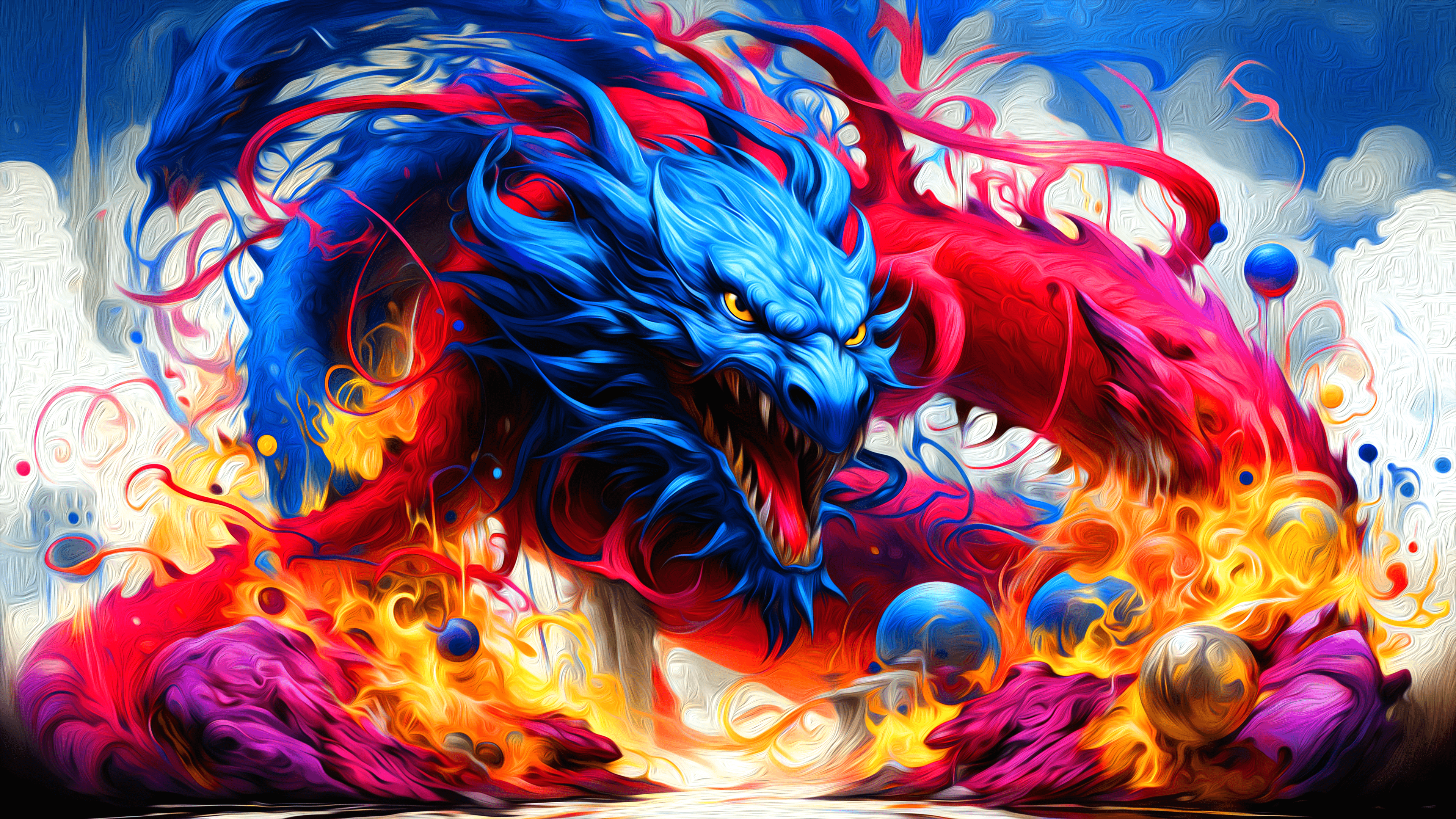 Colorful Monster Dragon Hydra: 4K Artwork Wallpaper - Free Download for PC